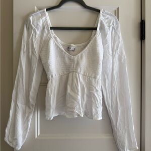 Hollister White Smocked Blouse